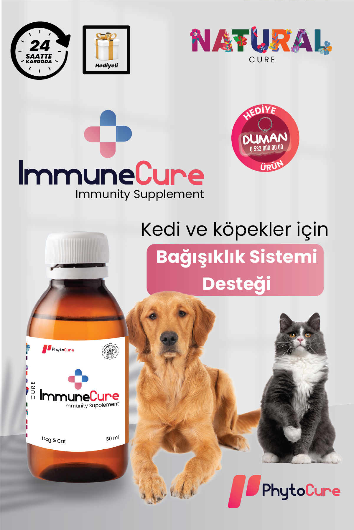PhytoCure ImmuneCure Sıvı Probiyotik Kedi ve Köpek Bağışıklık Güçlendirici